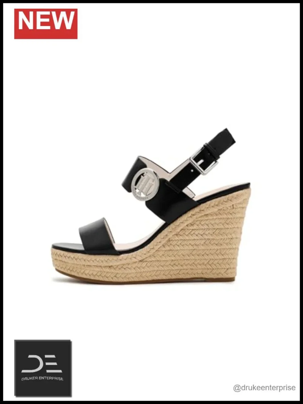 Faux Leather Ankle Strap Wedge Heel Sandals Open Toe